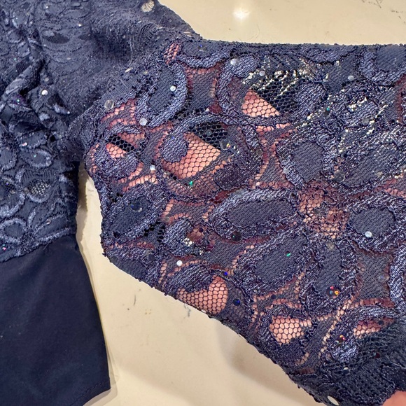 R&M Richards Vintage Dark Blue Lace Ruffled Jacket NWOT - Picture 6 of 10